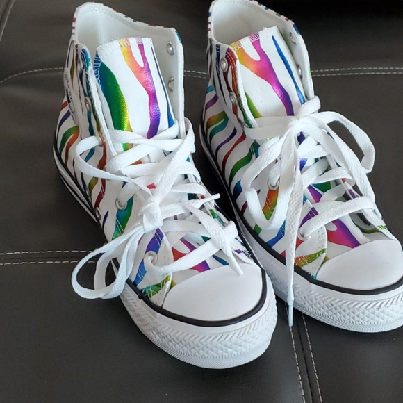 Converse Shoes New Converse Rainbow Zebra Stripe High Top Sz 4
